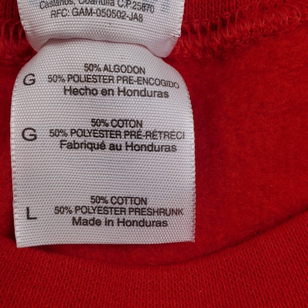 Gildan Heavy Blend Red Crewneck Sweatshirt Embroidered "Grandma's House" Large - Picture 7 of 8